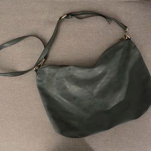 Dark teal faux leather slouchy crossbody